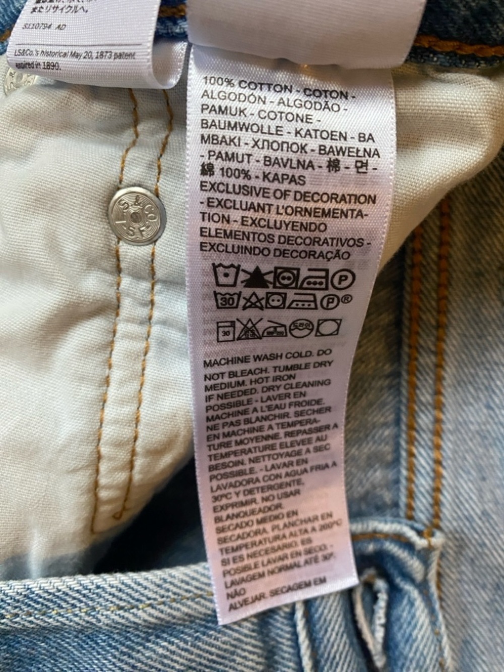 Levi's 501 90s Size 27 Medium Blue distressed straight leg jeans - Picture 5 of 12